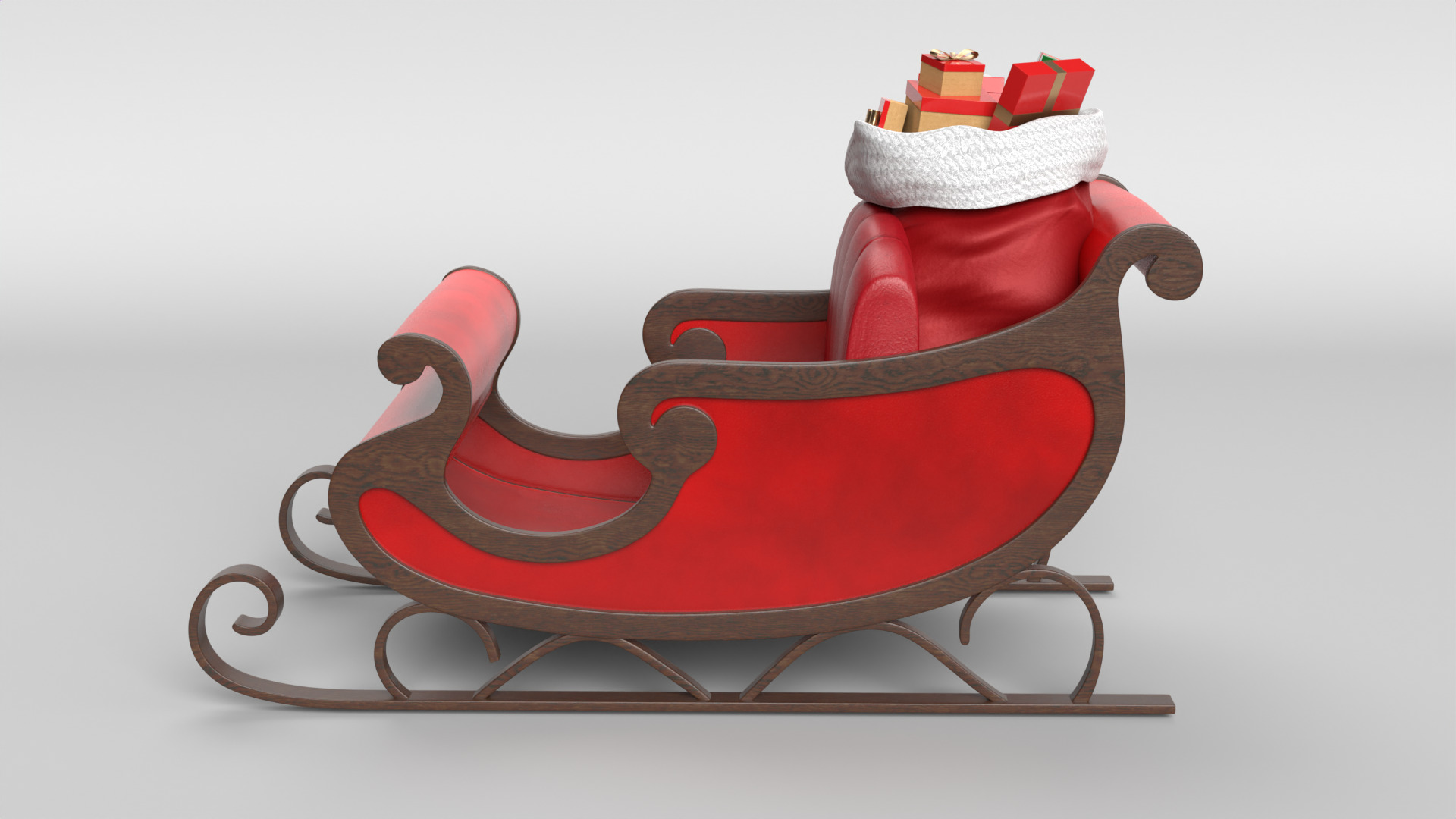 Santa Sleigh 3D model_6