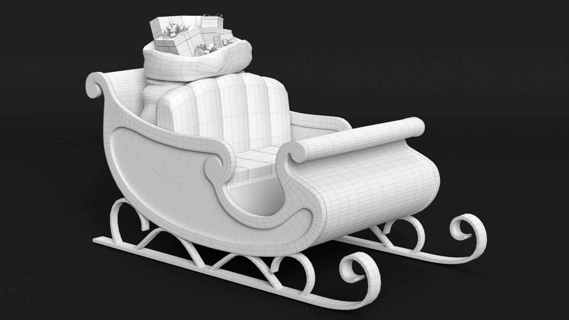 Santa Sleigh 3D model_11