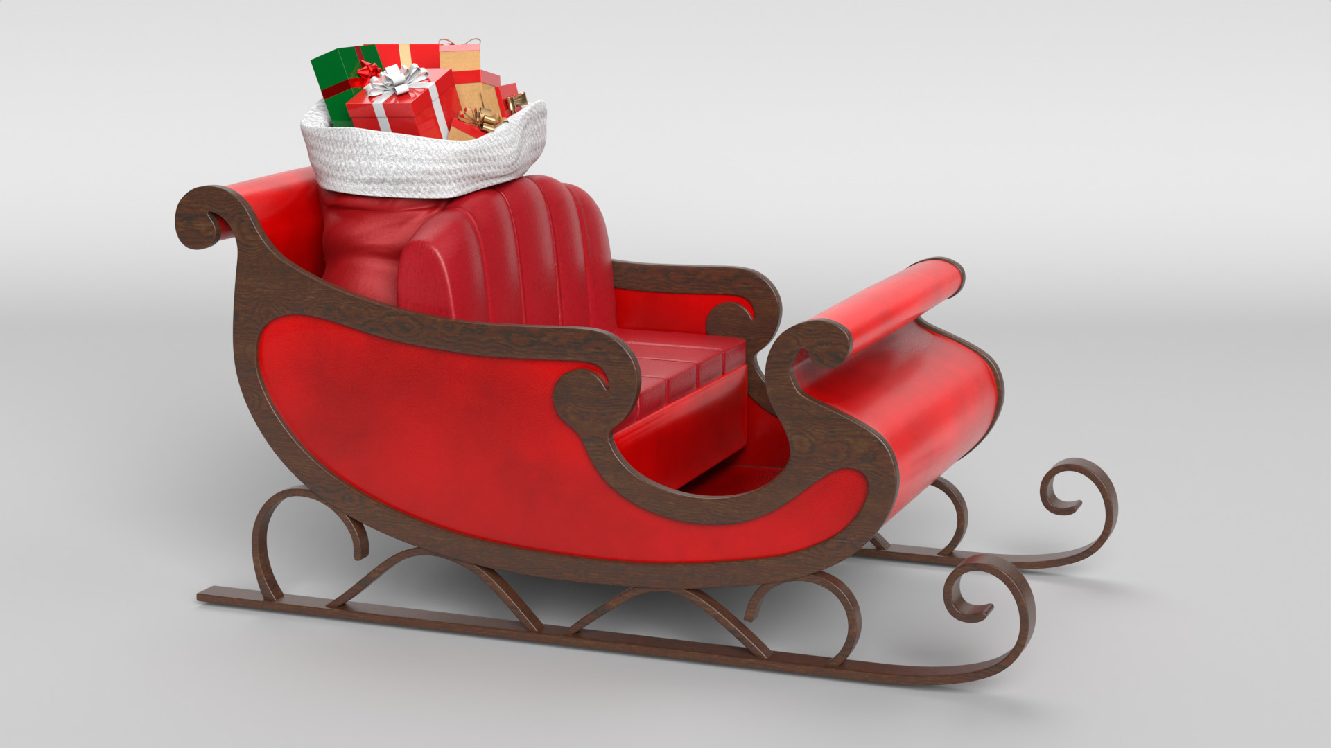 Santa Sleigh 3D model_1