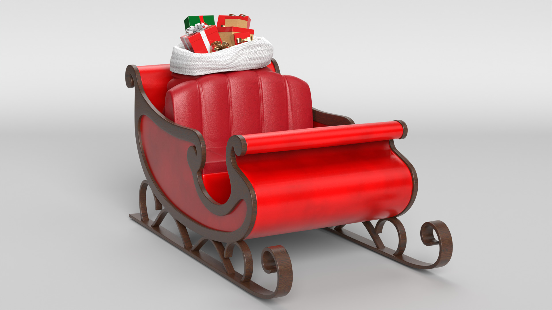 Santa Sleigh 3D model_9