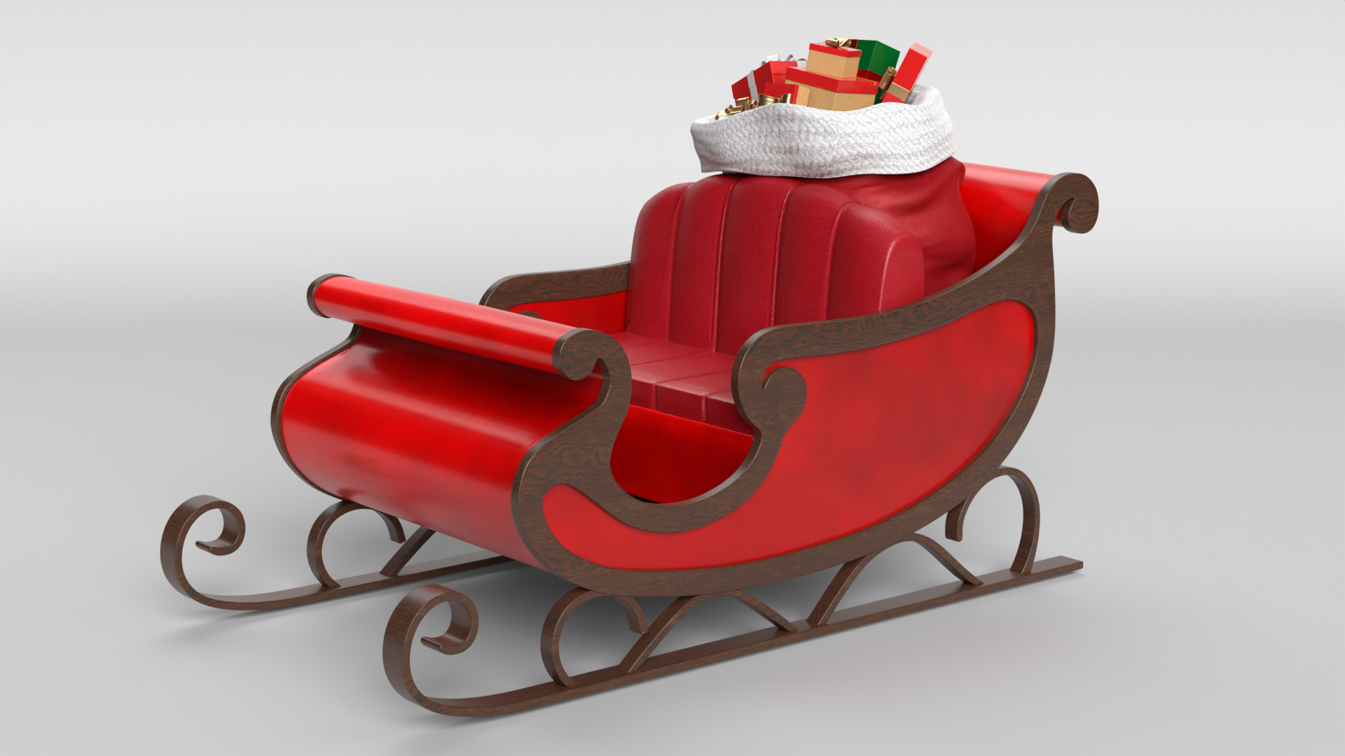 Santa Sleigh 3D model_7