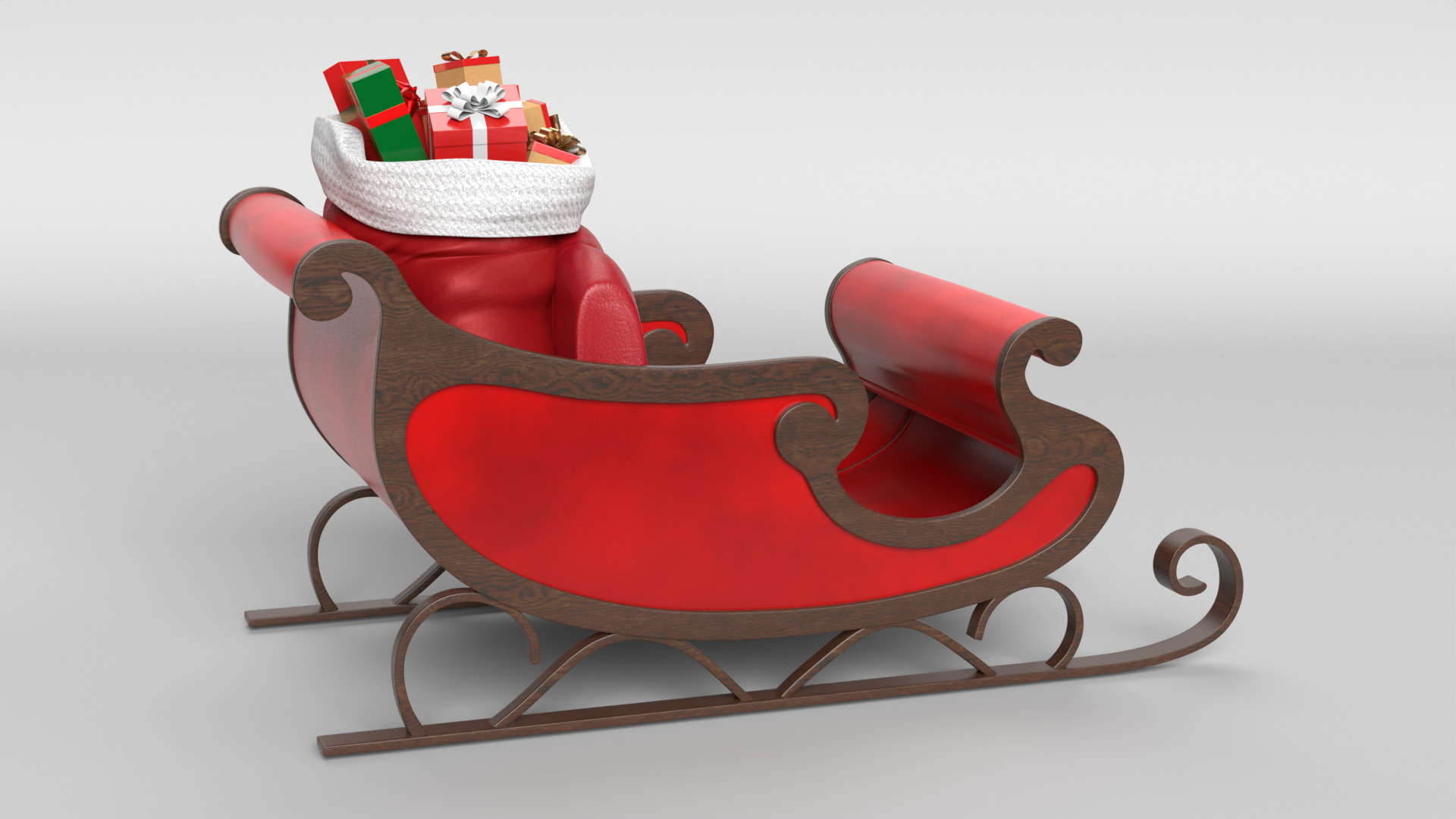 Santa Sleigh 3D model_2