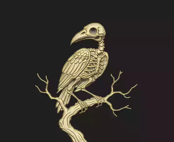 raven crow Corvid cnc cam aspire death macabre skeleton laser
