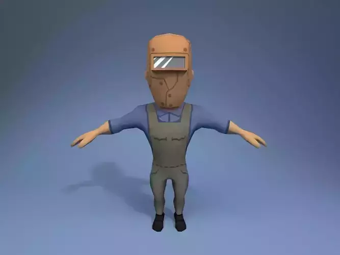 Welder man wearing mask Low-poly 3D model