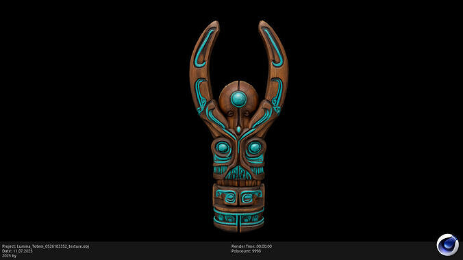 Low Poly Stylized Wooden Lumina Totem Low-poly 3D model