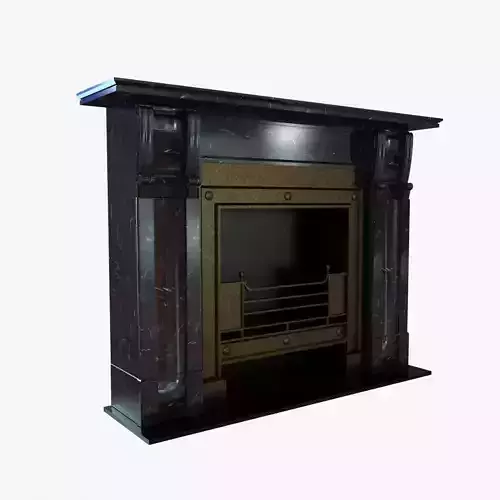 Black marble vintage fireplace
