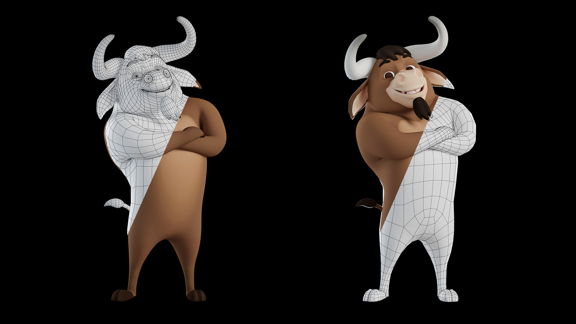 Cartoon Mascot Bull Rigged 3D model 3D model_13