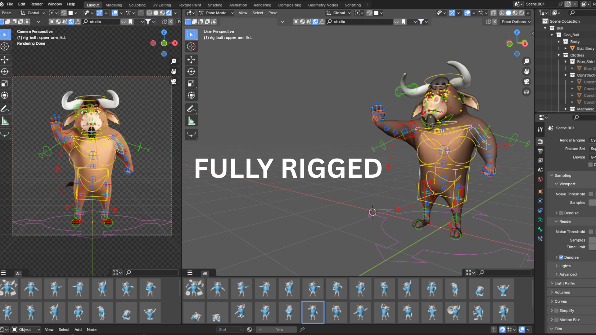 Cartoon Mascot Bull Rigged 3D model 3D model_7