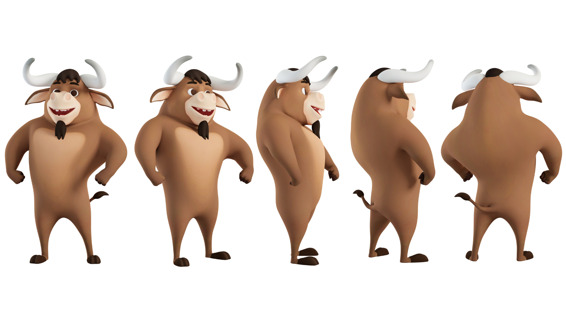 Cartoon Mascot Bull Rigged 3D model 3D model_30