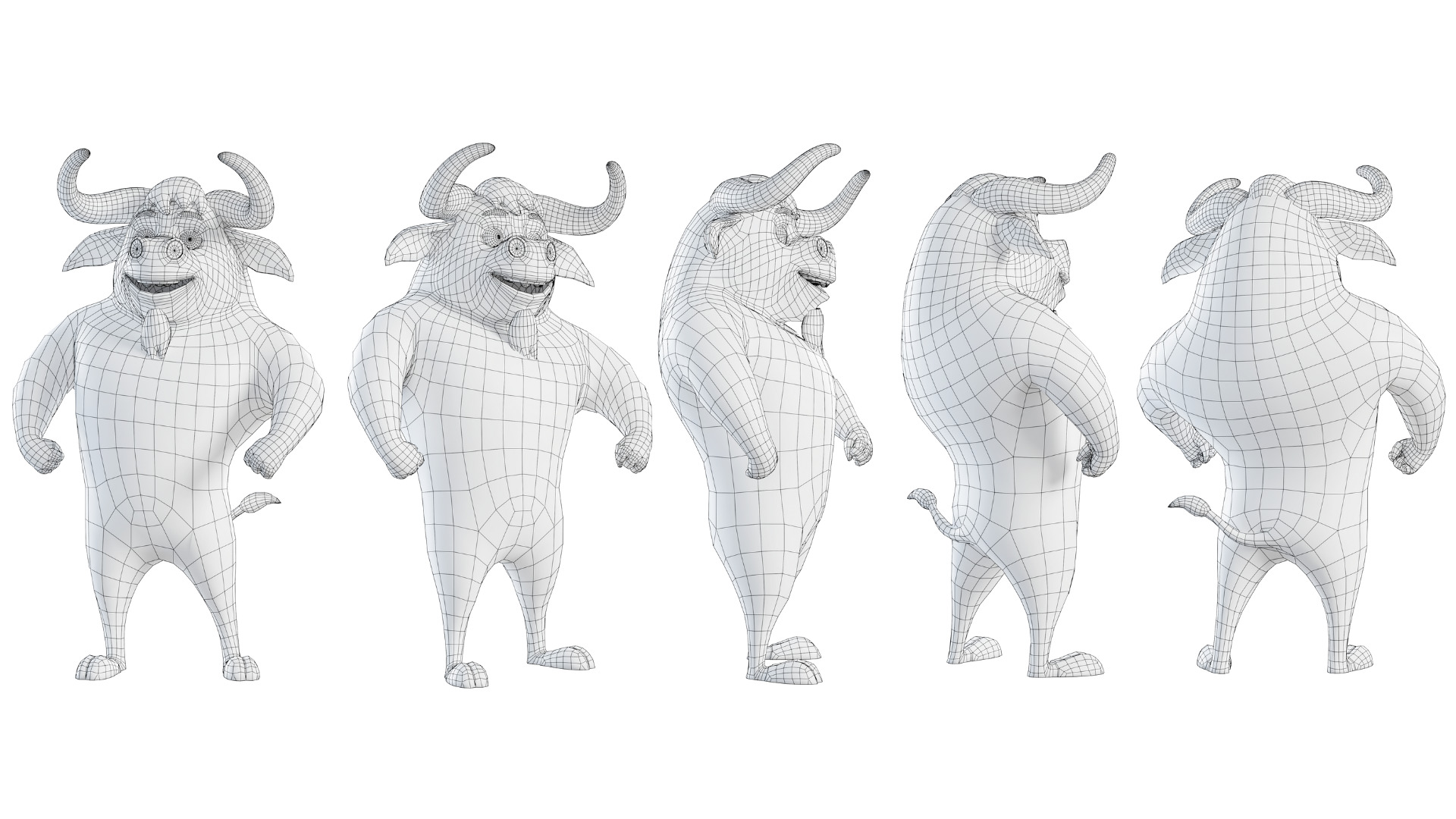 Cartoon Mascot Bull Rigged 3D model 3D model_31