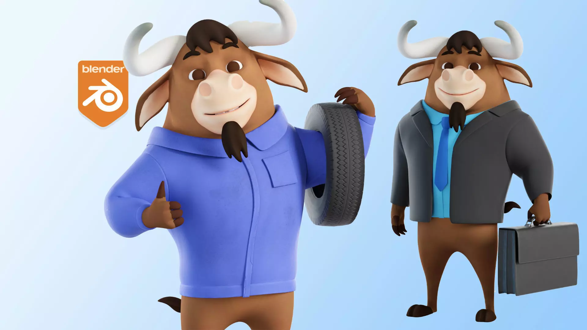 Cartoon Mascot Bull Rigged 3D model 3D model_0