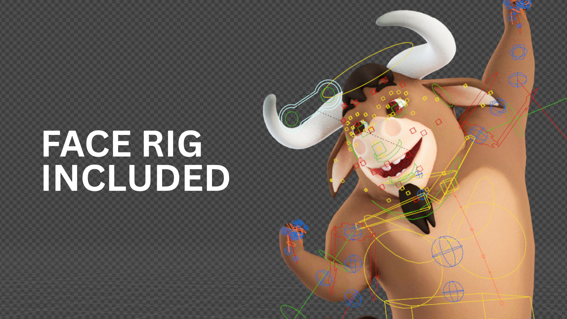 Cartoon Mascot Bull Rigged 3D model 3D model_8