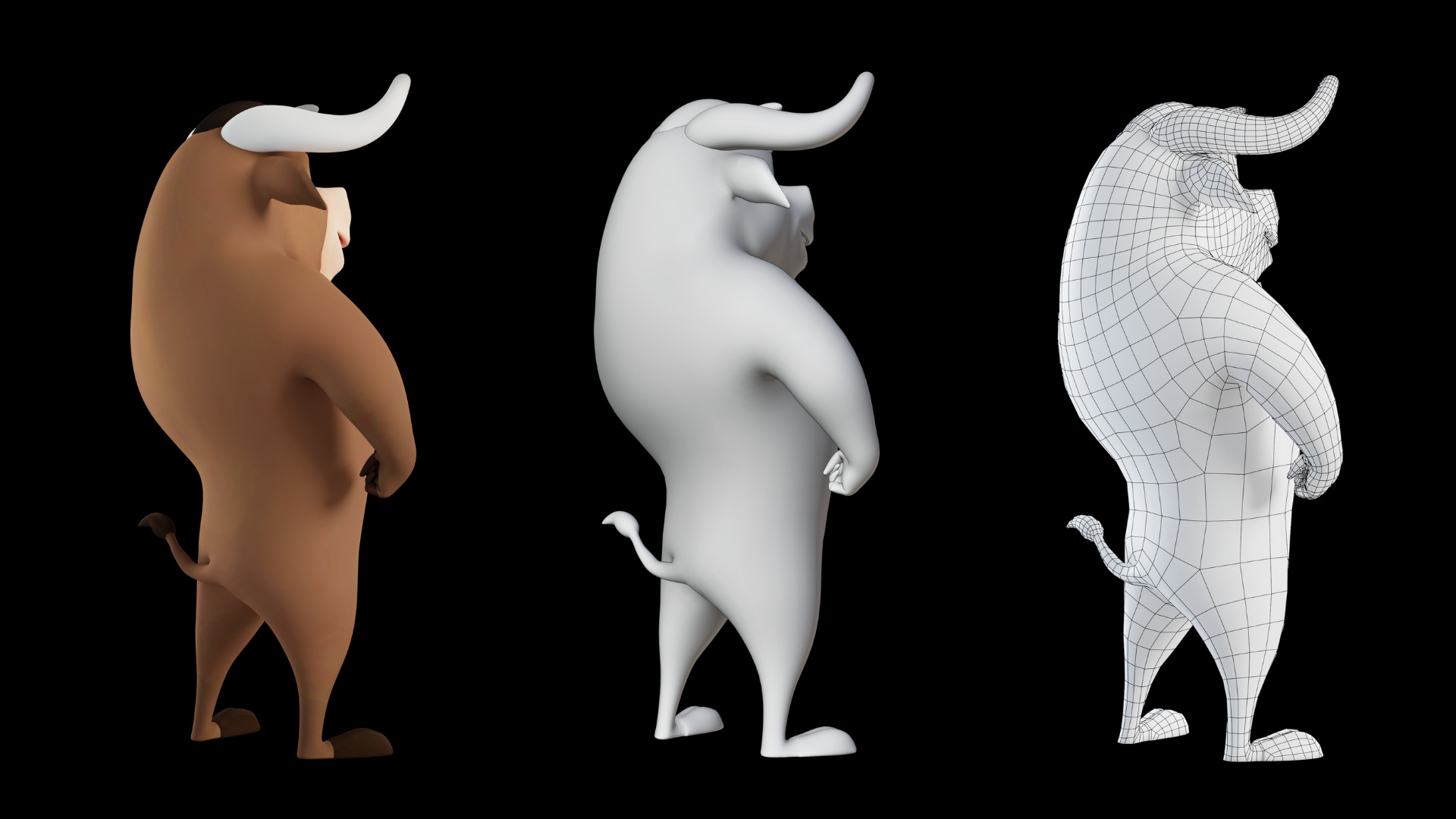 Cartoon Mascot Bull Rigged 3D model 3D model_16