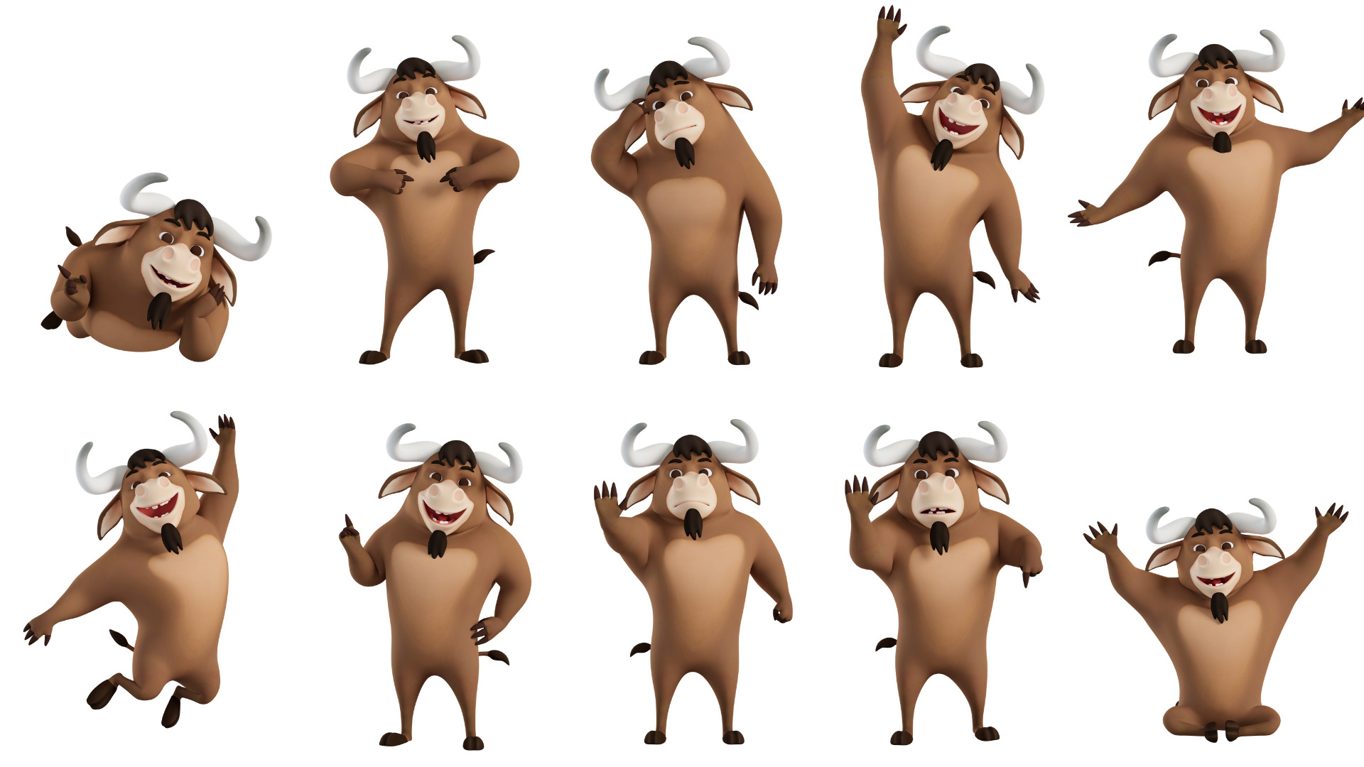 Cartoon Mascot Bull Rigged 3D model 3D model_27