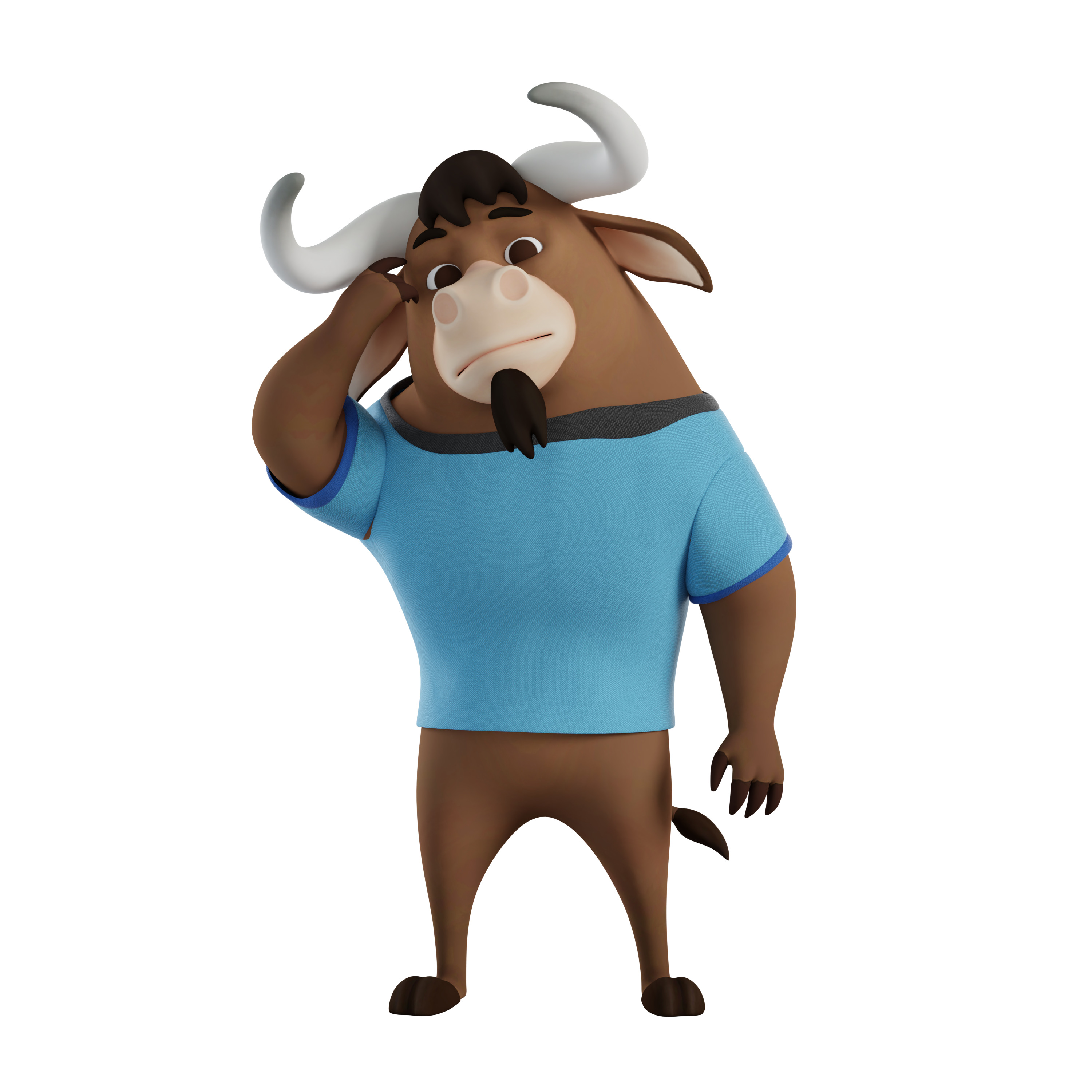 Cartoon Mascot Bull Rigged 3D model 3D model_40