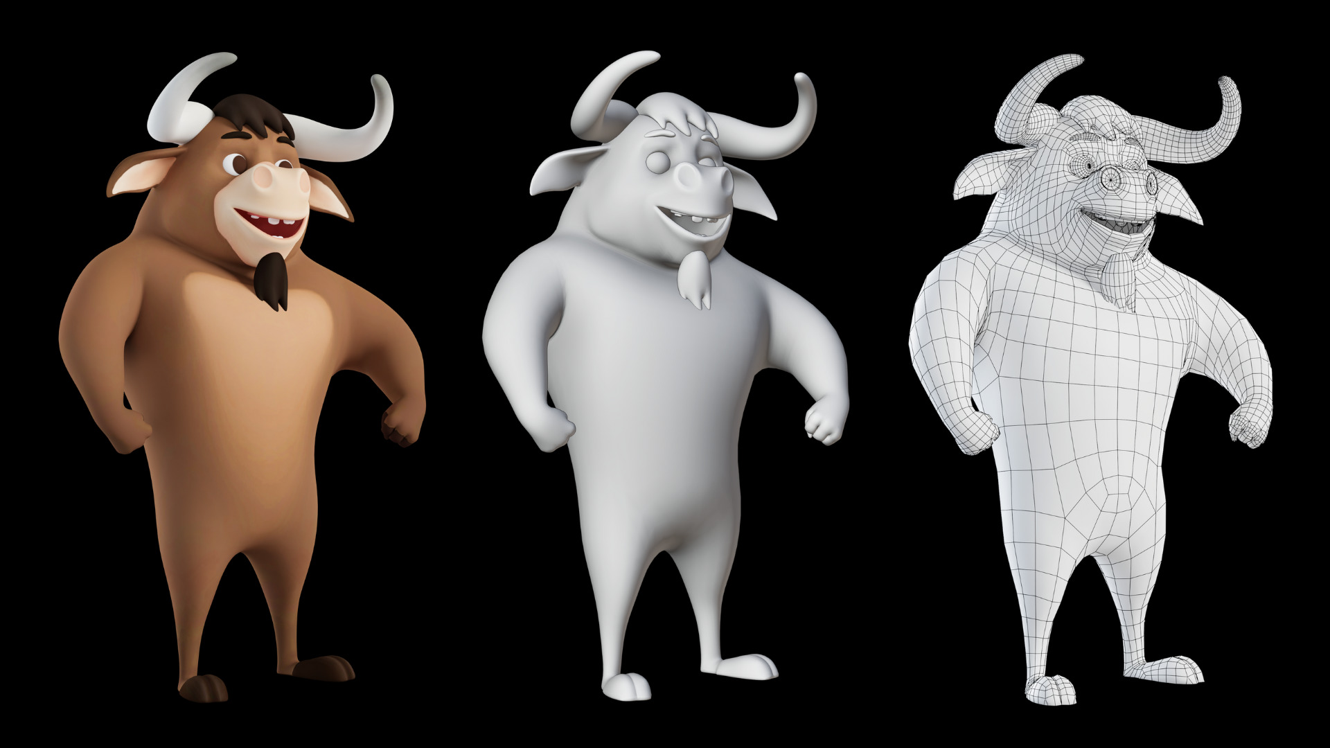 Cartoon Mascot Bull Rigged 3D model 3D model_14