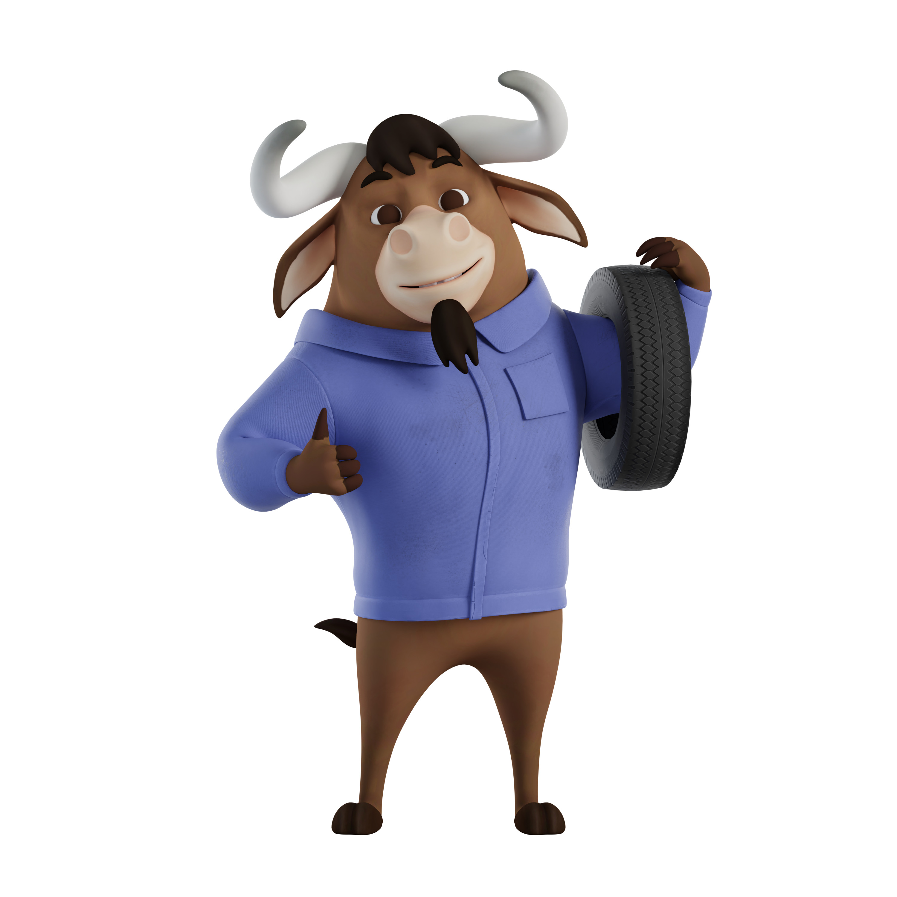 Cartoon Mascot Bull Rigged 3D model 3D model_39