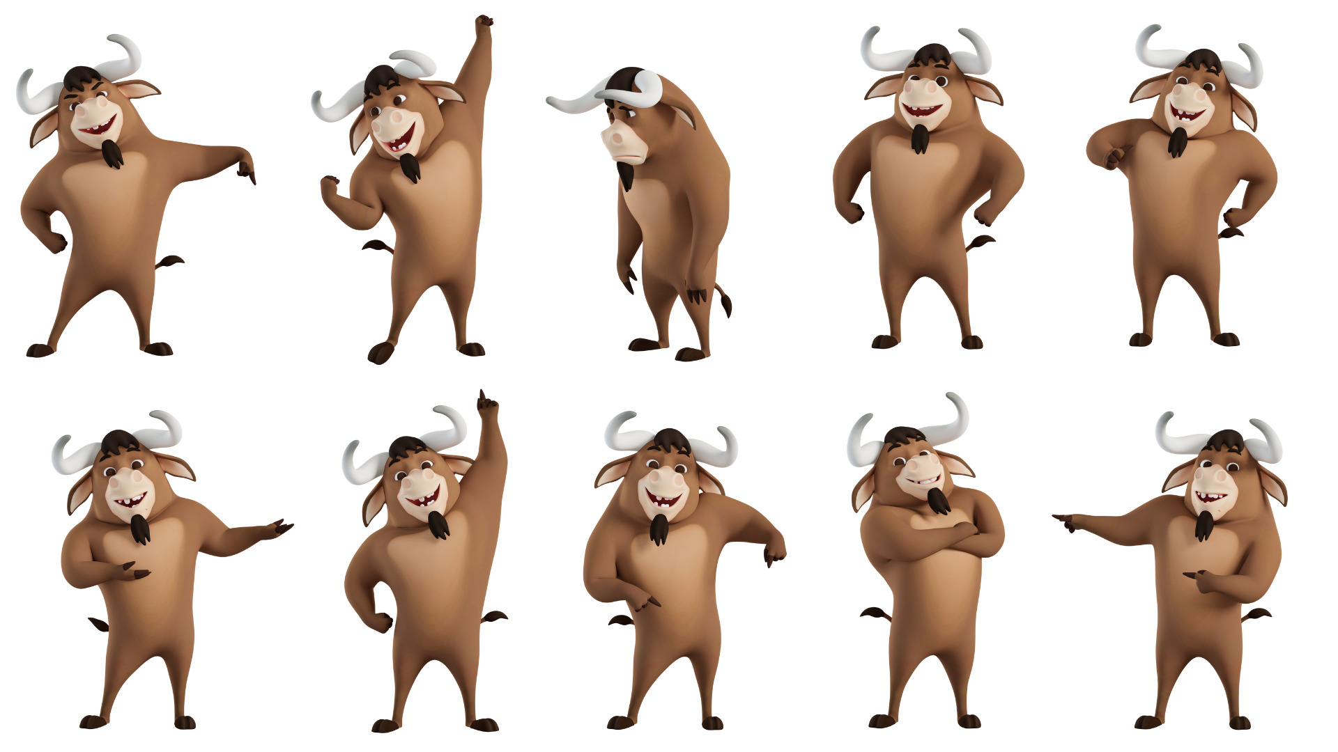 Cartoon Mascot Bull Rigged 3D model 3D model_26