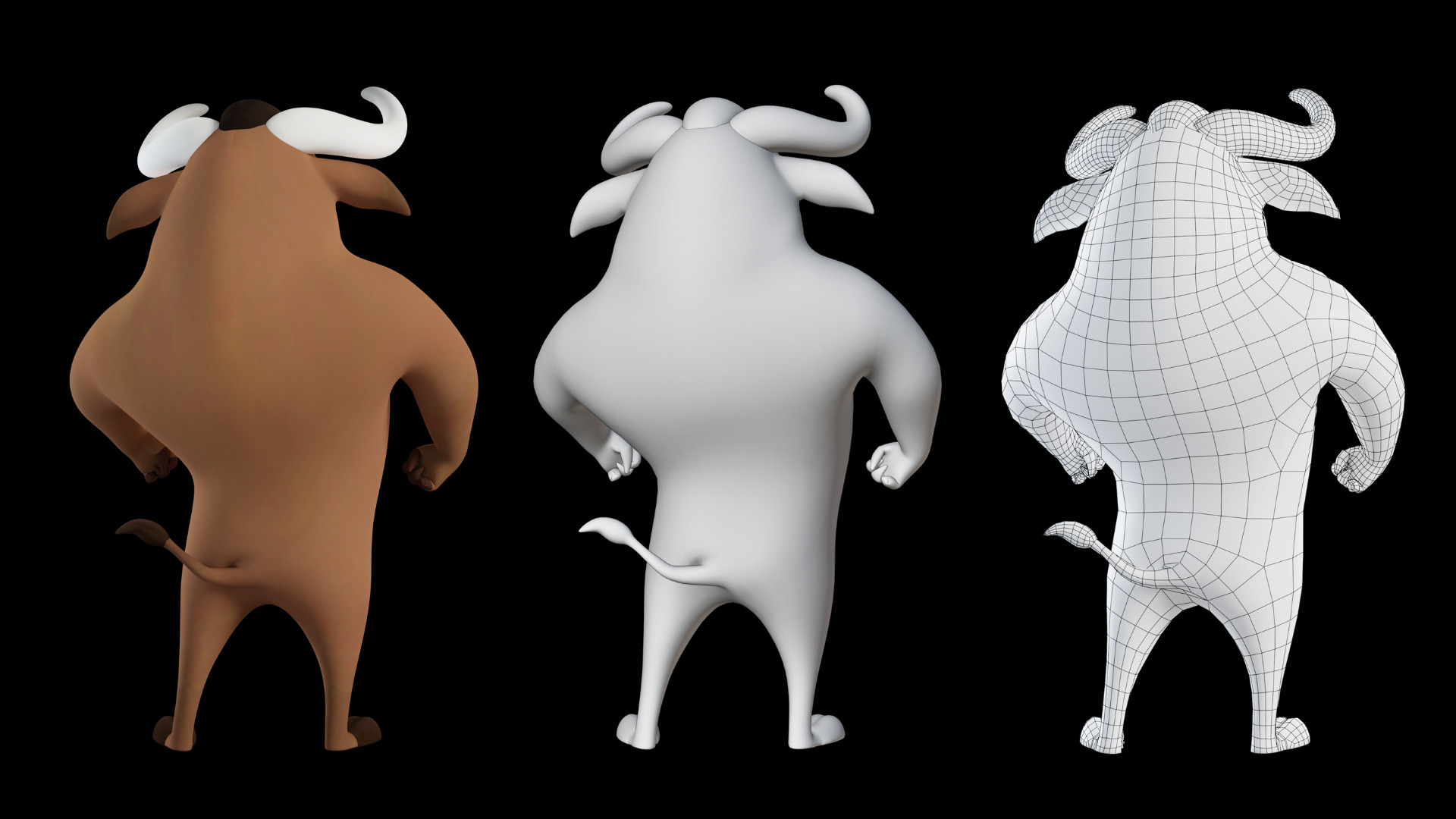Cartoon Mascot Bull Rigged 3D model 3D model_17