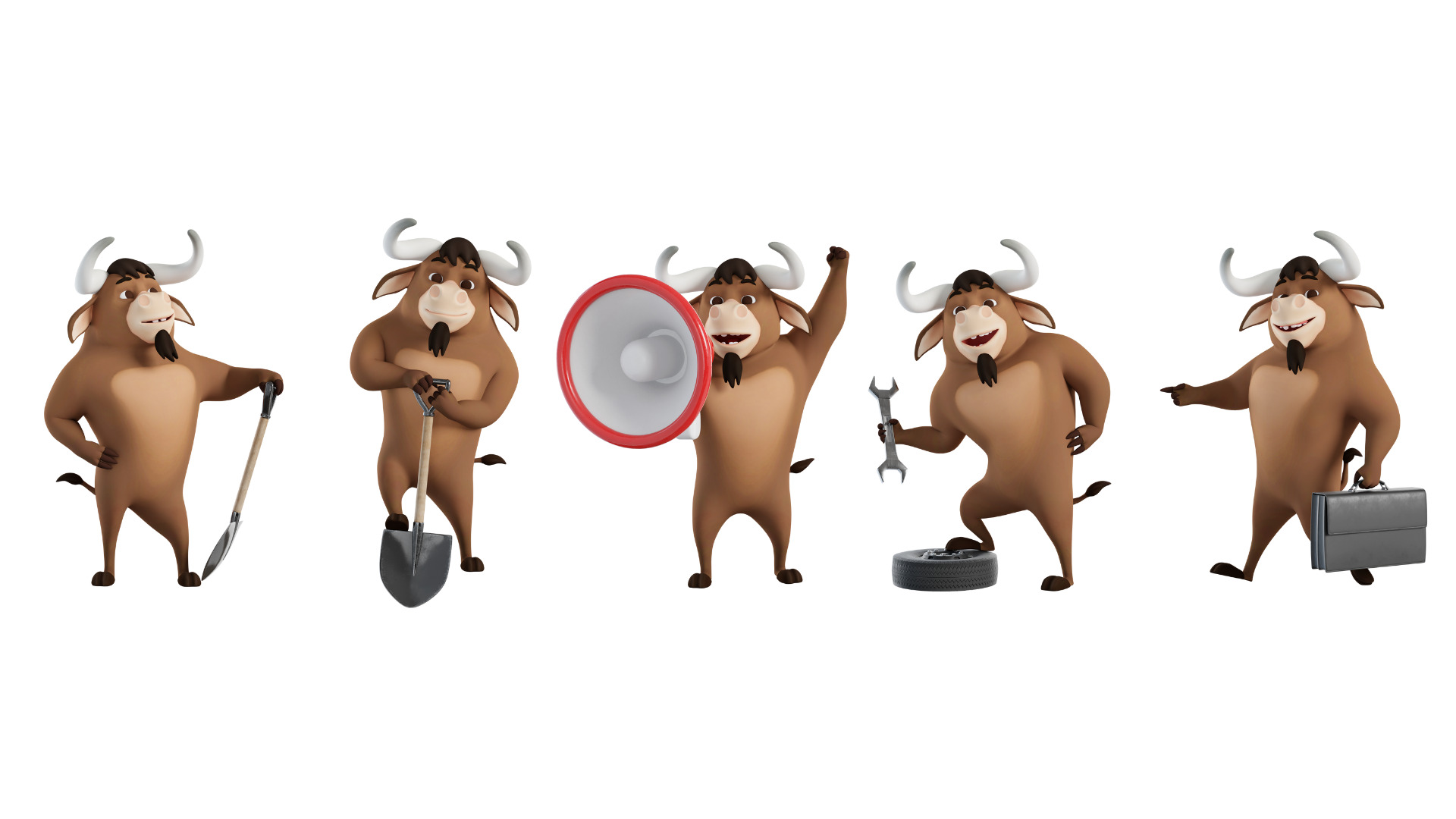 Cartoon Mascot Bull Rigged 3D model 3D model_29