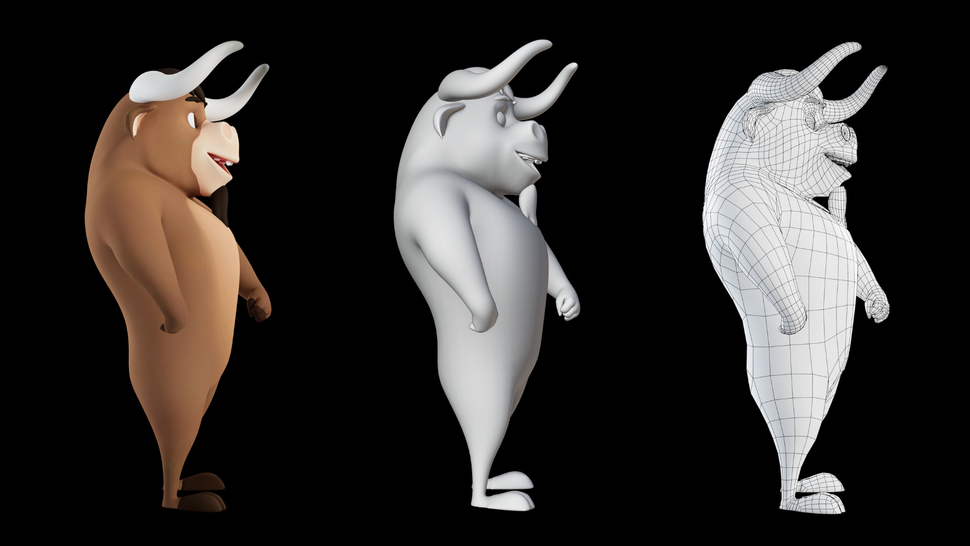 Cartoon Mascot Bull Rigged 3D model 3D model_15