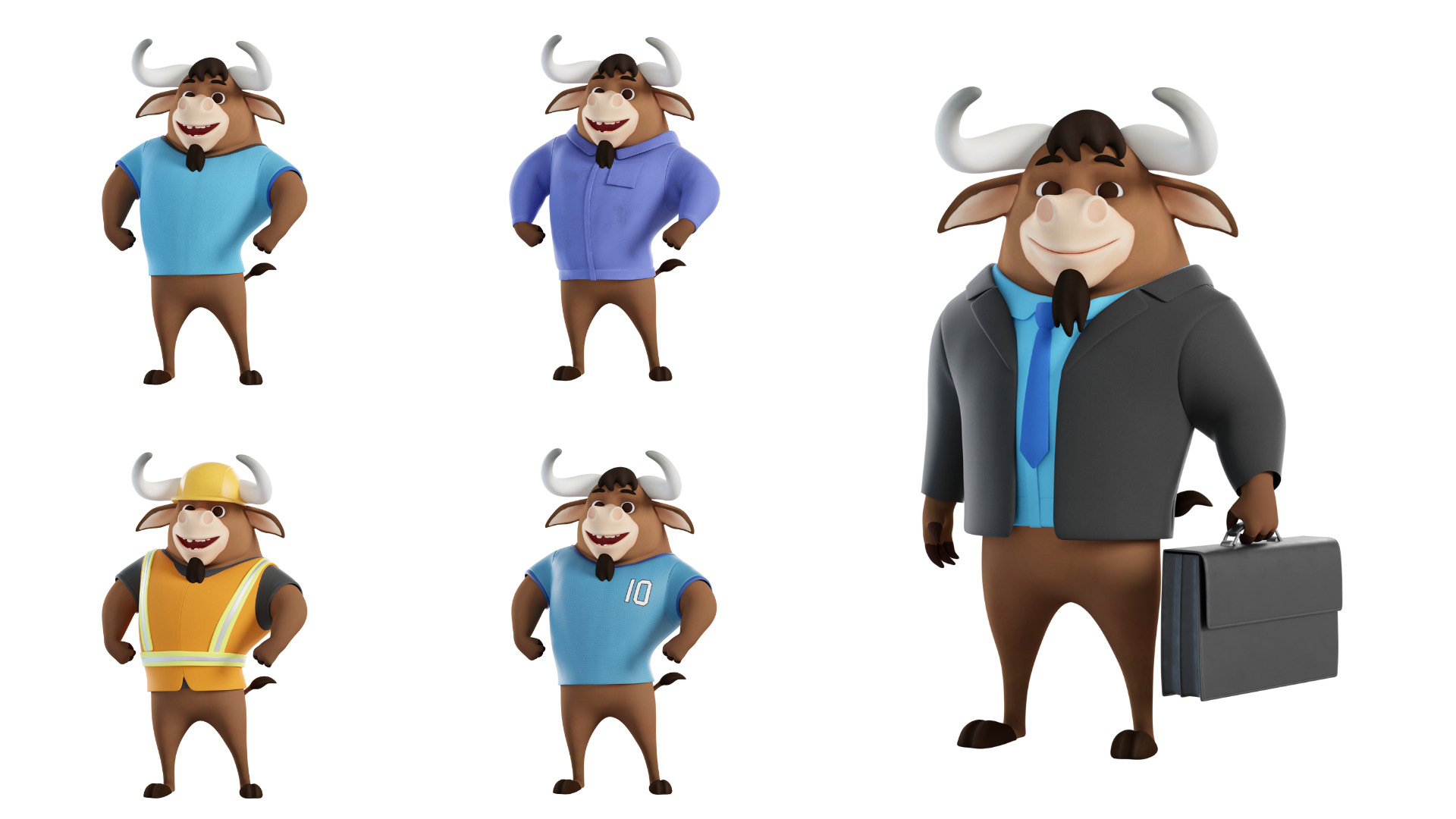Cartoon Mascot Bull Rigged 3D model 3D model_3