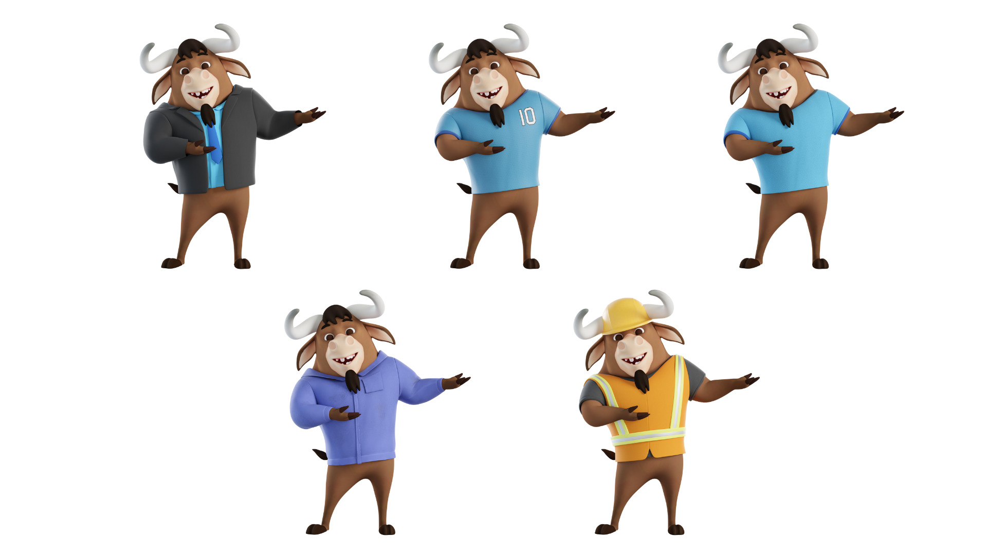 Cartoon Mascot Bull Rigged 3D model 3D model_2