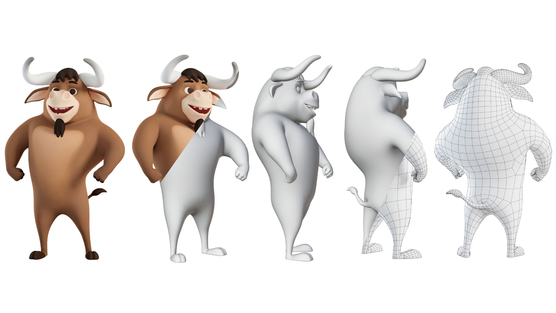 Cartoon Mascot Bull Rigged 3D model 3D model_12