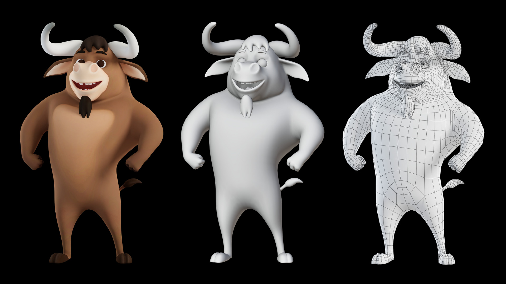 Cartoon Mascot Bull Rigged 3D model 3D model_11