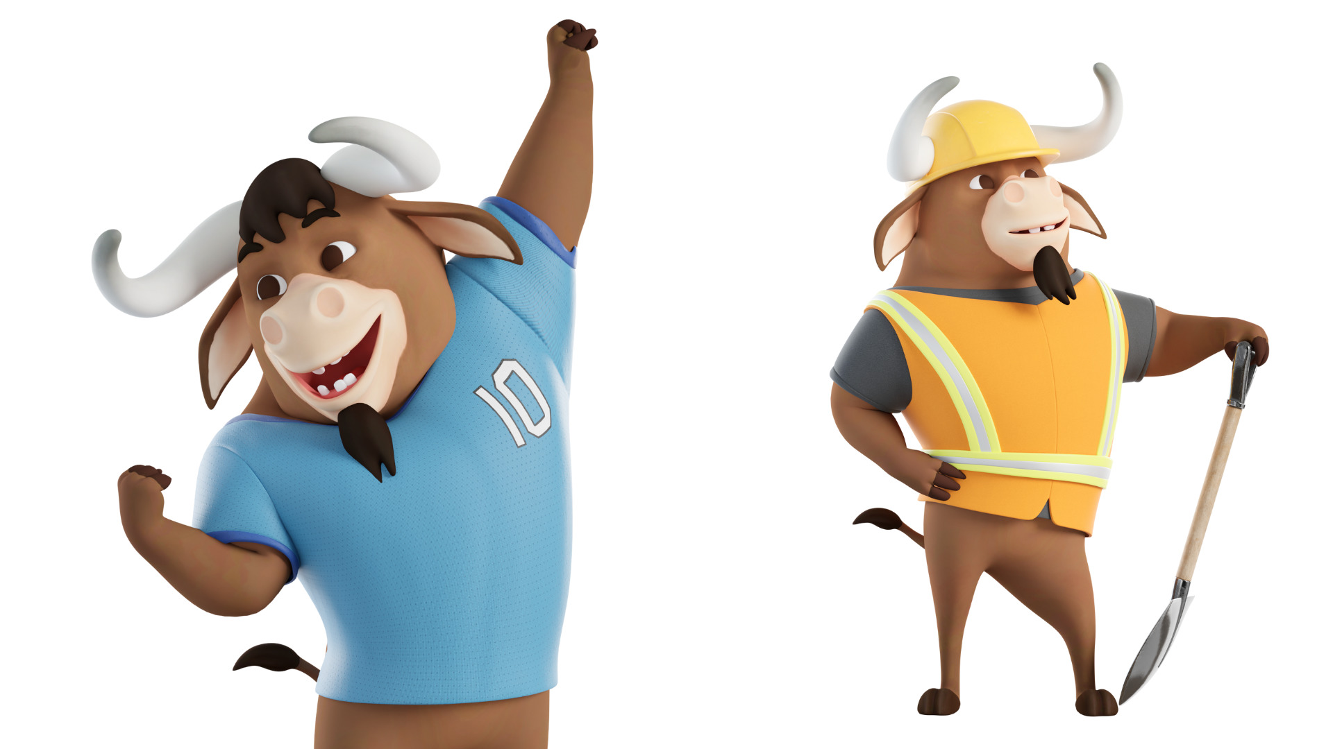 Cartoon Mascot Bull Rigged 3D model 3D model_5