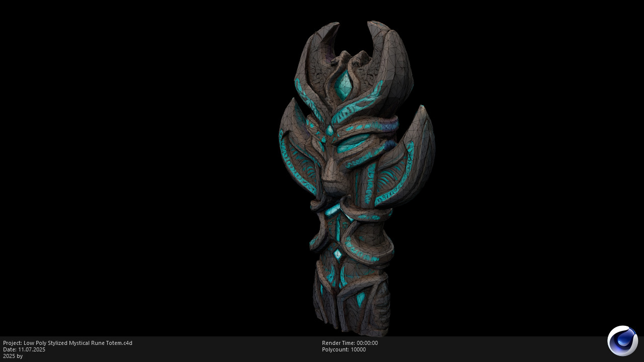 Low Poly Stylized Mystical Rune Totem Low-poly 3D model_5