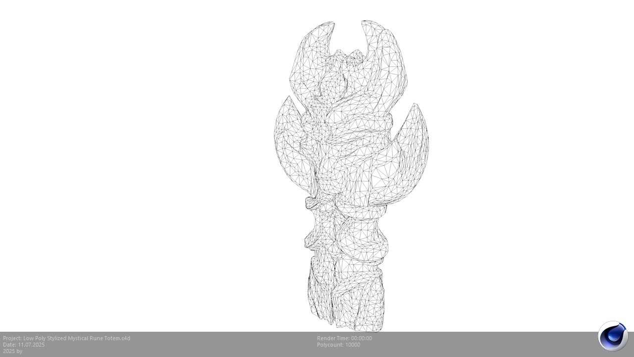 Low Poly Stylized Mystical Rune Totem Low-poly 3D model_6