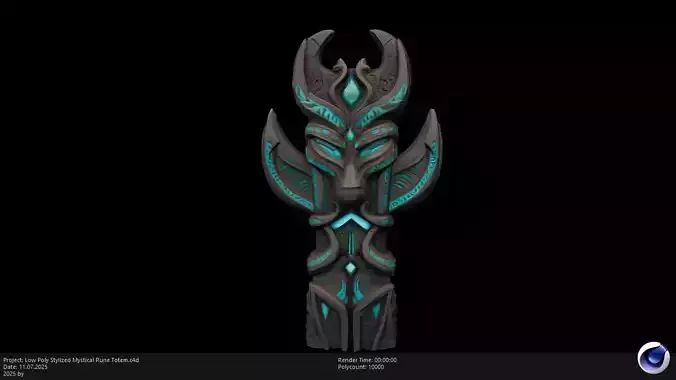 Low Poly Stylized Mystical Rune Totem Low-poly 3D model