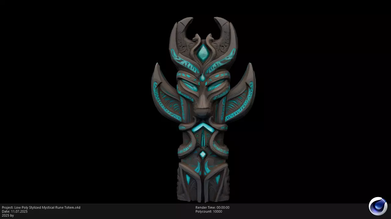 Low Poly Stylized Mystical Rune Totem Low-poly 3D model_0