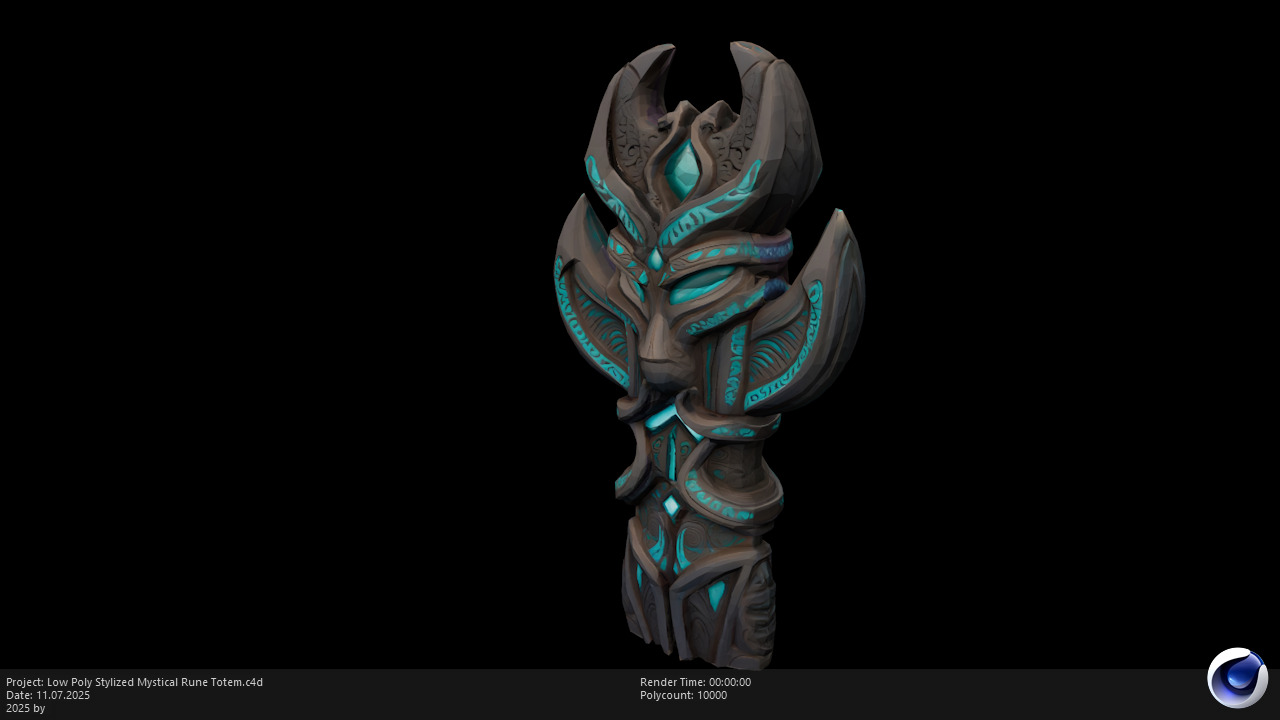 Low Poly Stylized Mystical Rune Totem Low-poly 3D model_4