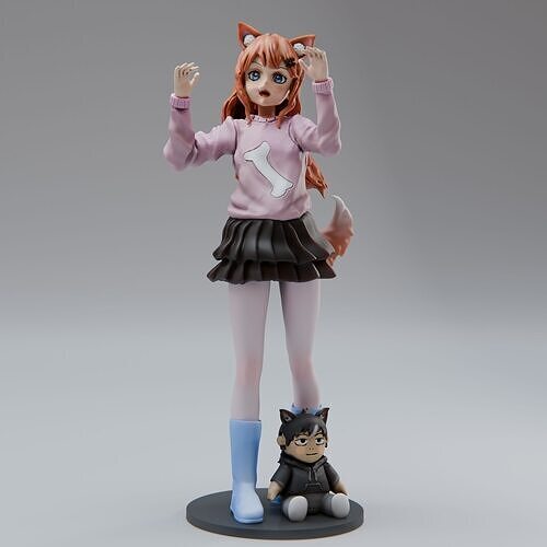 FREE- ANIME GIRL- STL - FURRY Free 3D print model