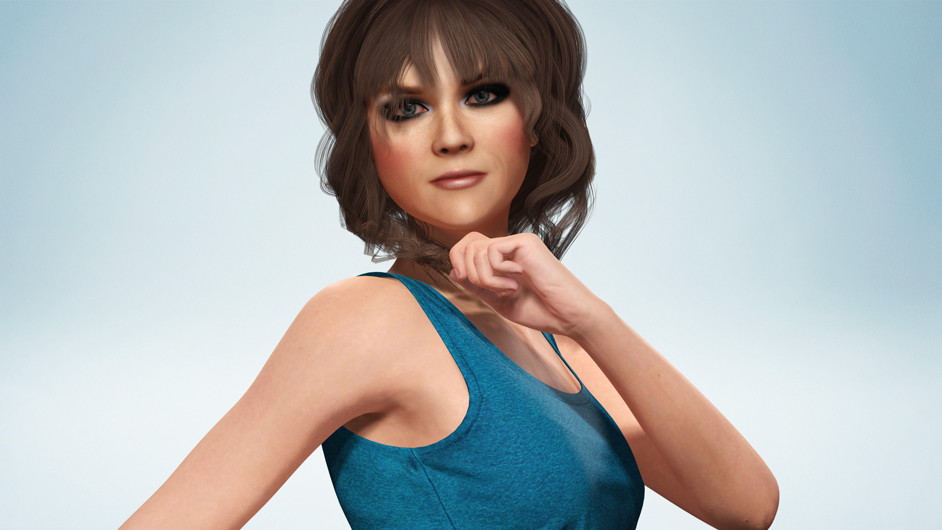 Realistic Mother Woman 3D Model Casual Outfit Mom Low-poly 3D model_2