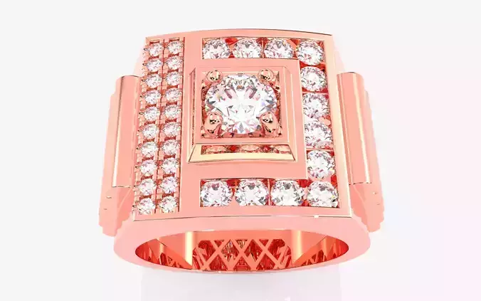 Mens Solitaire Ring 3dm stl renders details