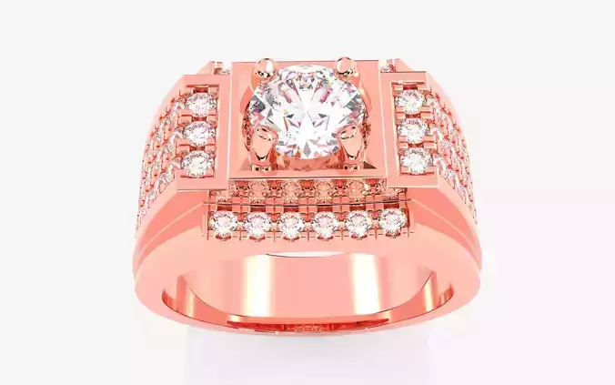 Mens Solitaire Ring 3dm stl renders details