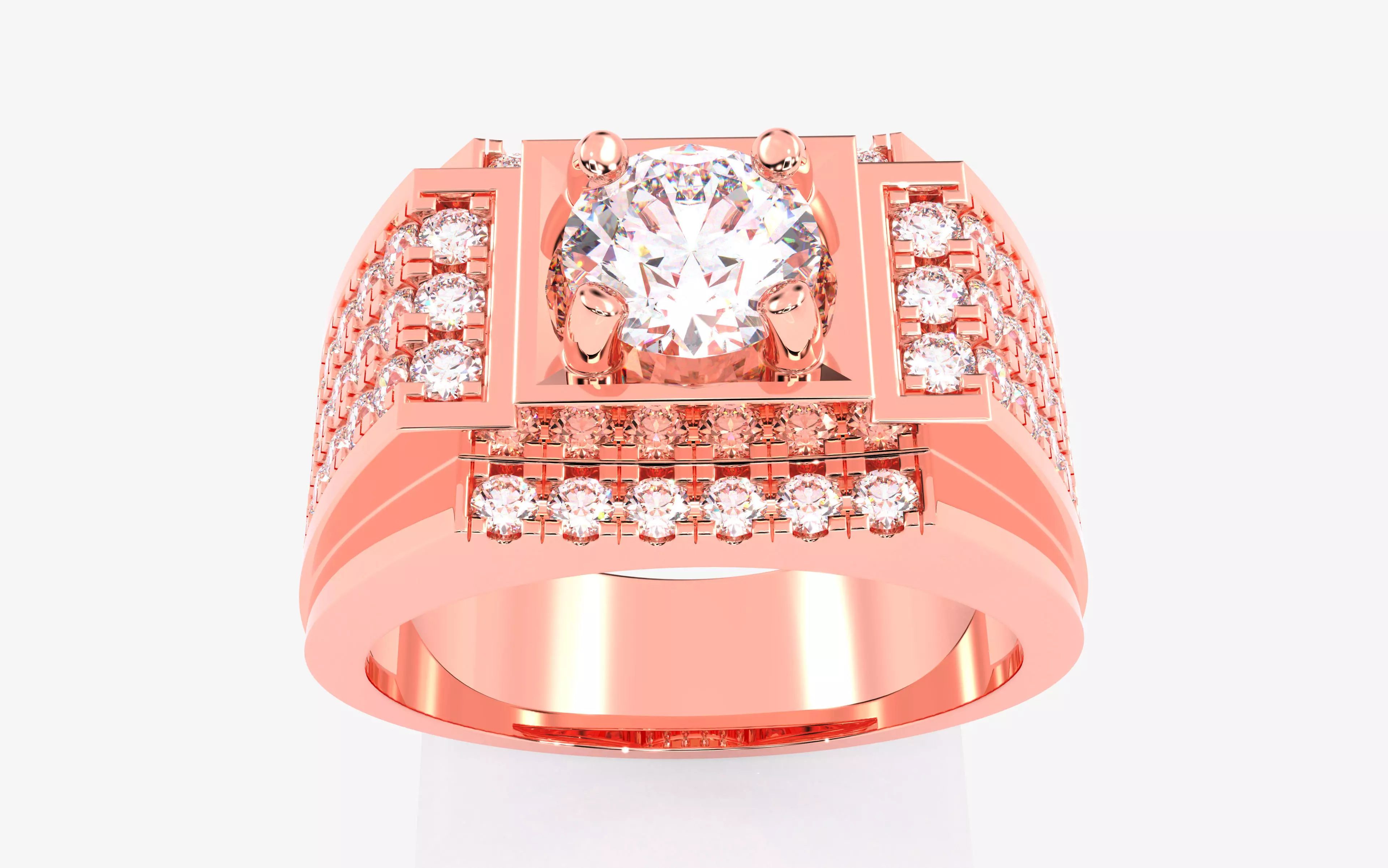 Mens Solitaire Ring 3dm stl renders details 3D print model