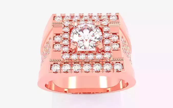 Mens Solitaire Ring 3dm stl renders details