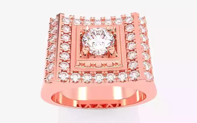 Mens Solitaire Ring 3dm stl renders details