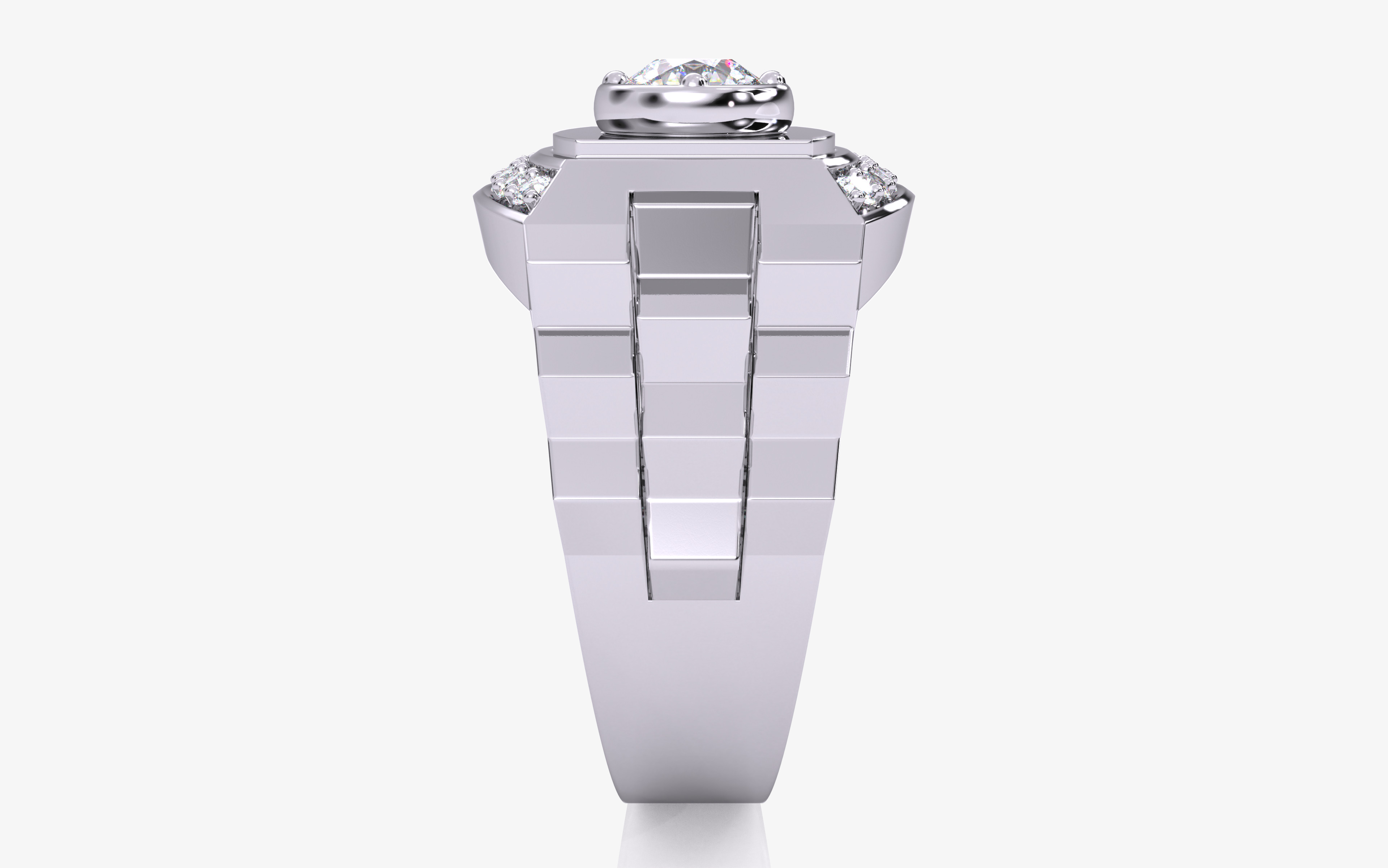 Mens Solitaire Ring 3dm stl renders details 3D print model_14