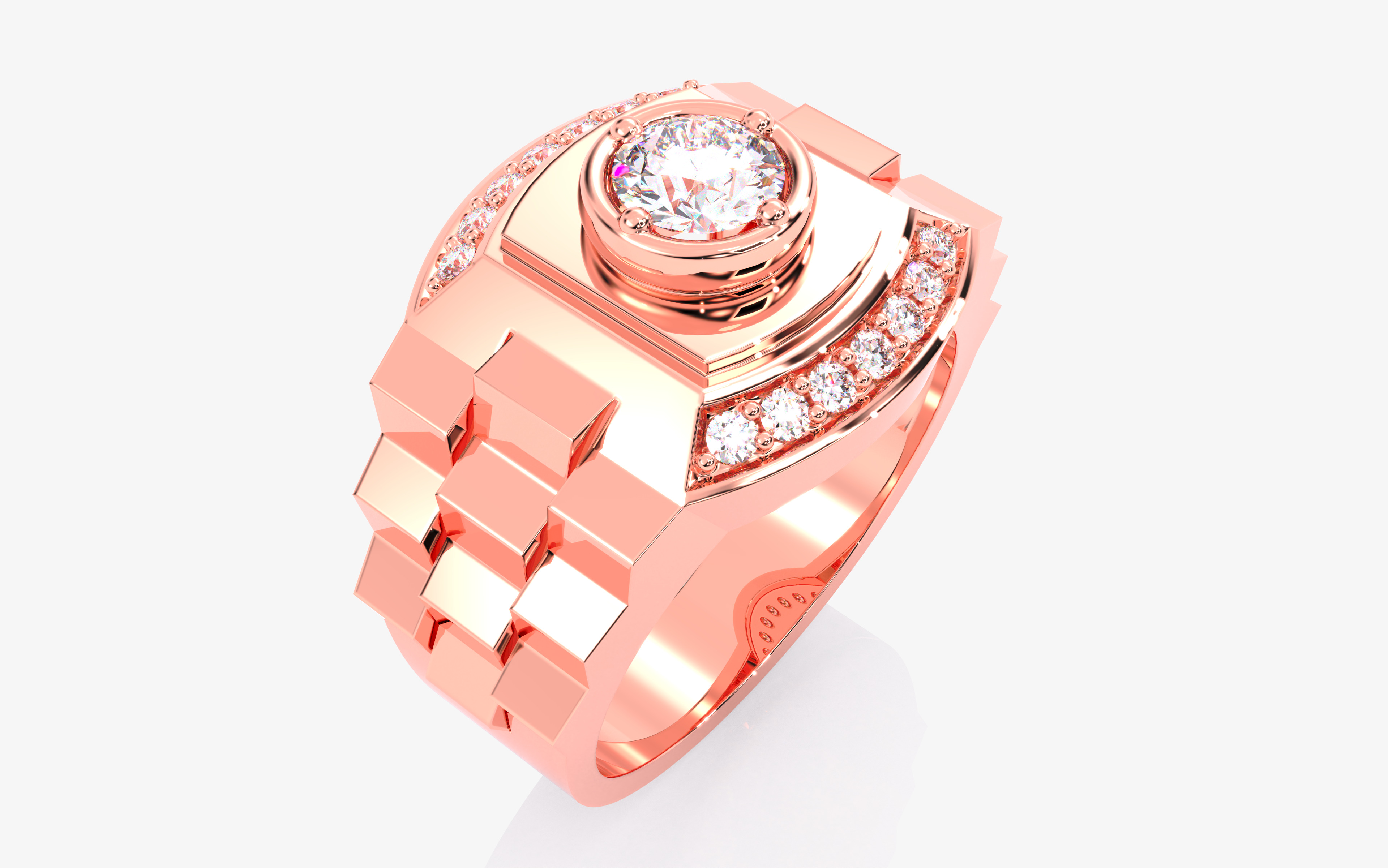 Mens Solitaire Ring 3dm stl renders details 3D print model_10