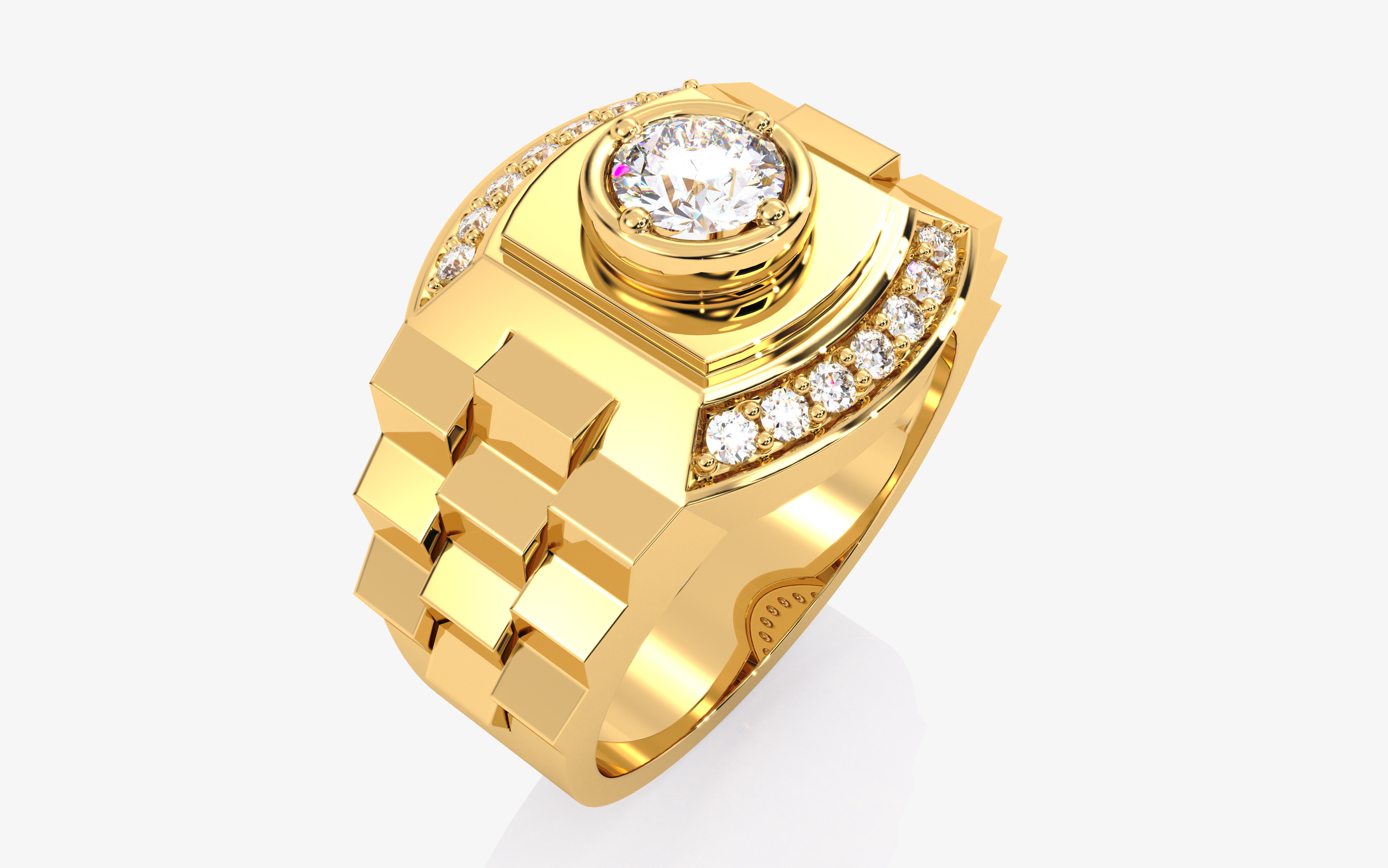 Mens Solitaire Ring 3dm stl renders details 3D print model_12