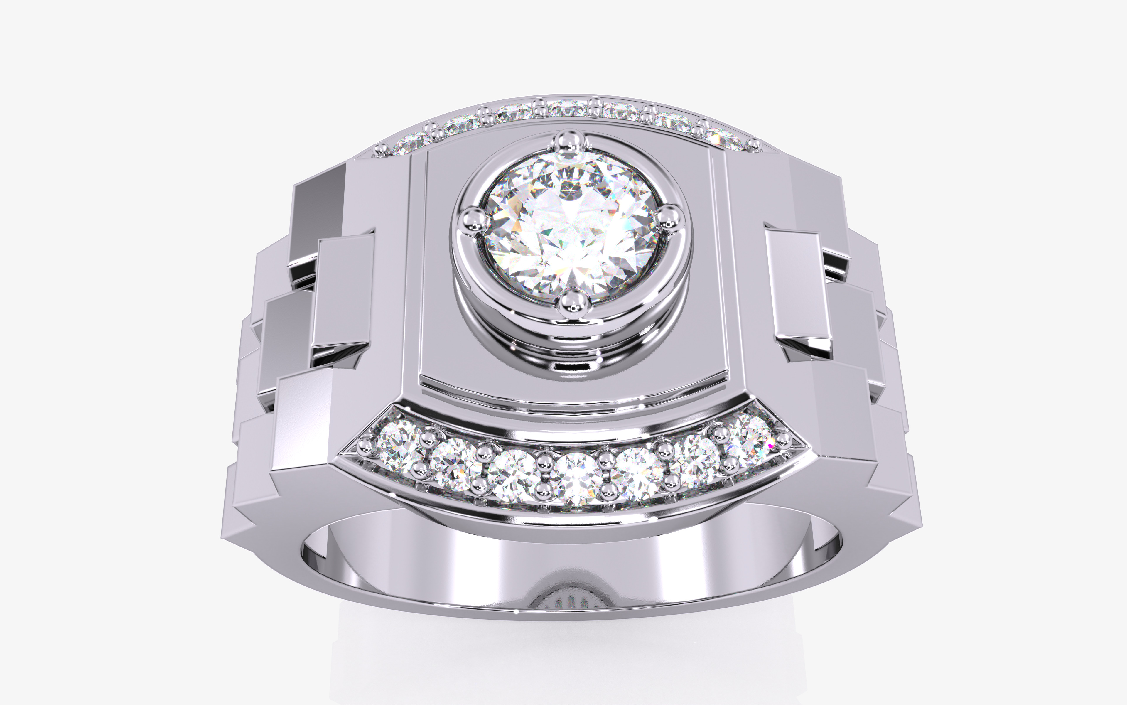 Mens Solitaire Ring 3dm stl renders details 3D print model_9