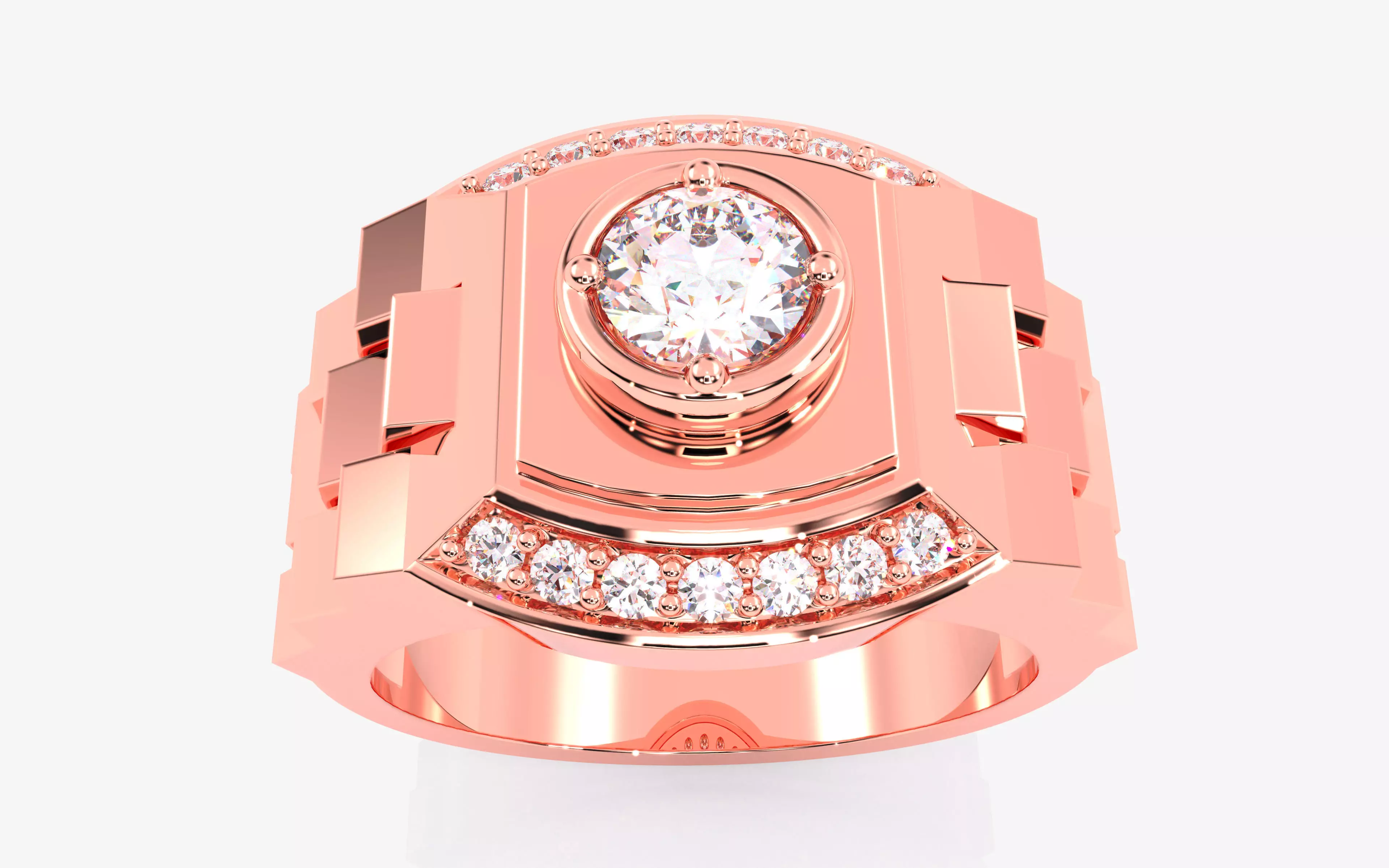 Mens Solitaire Ring 3dm stl renders details 3D print model_0