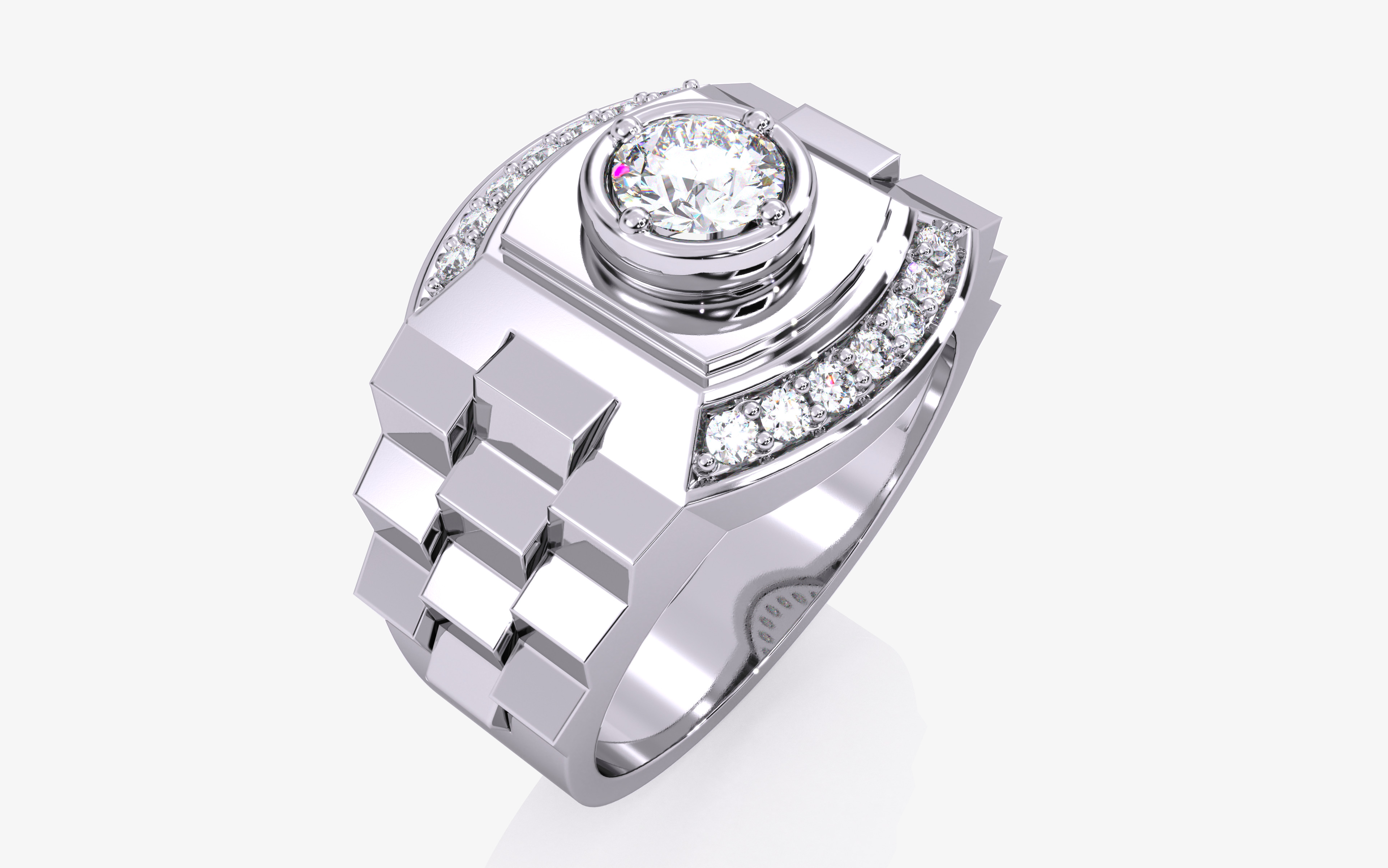 Mens Solitaire Ring 3dm stl renders details 3D print model_11