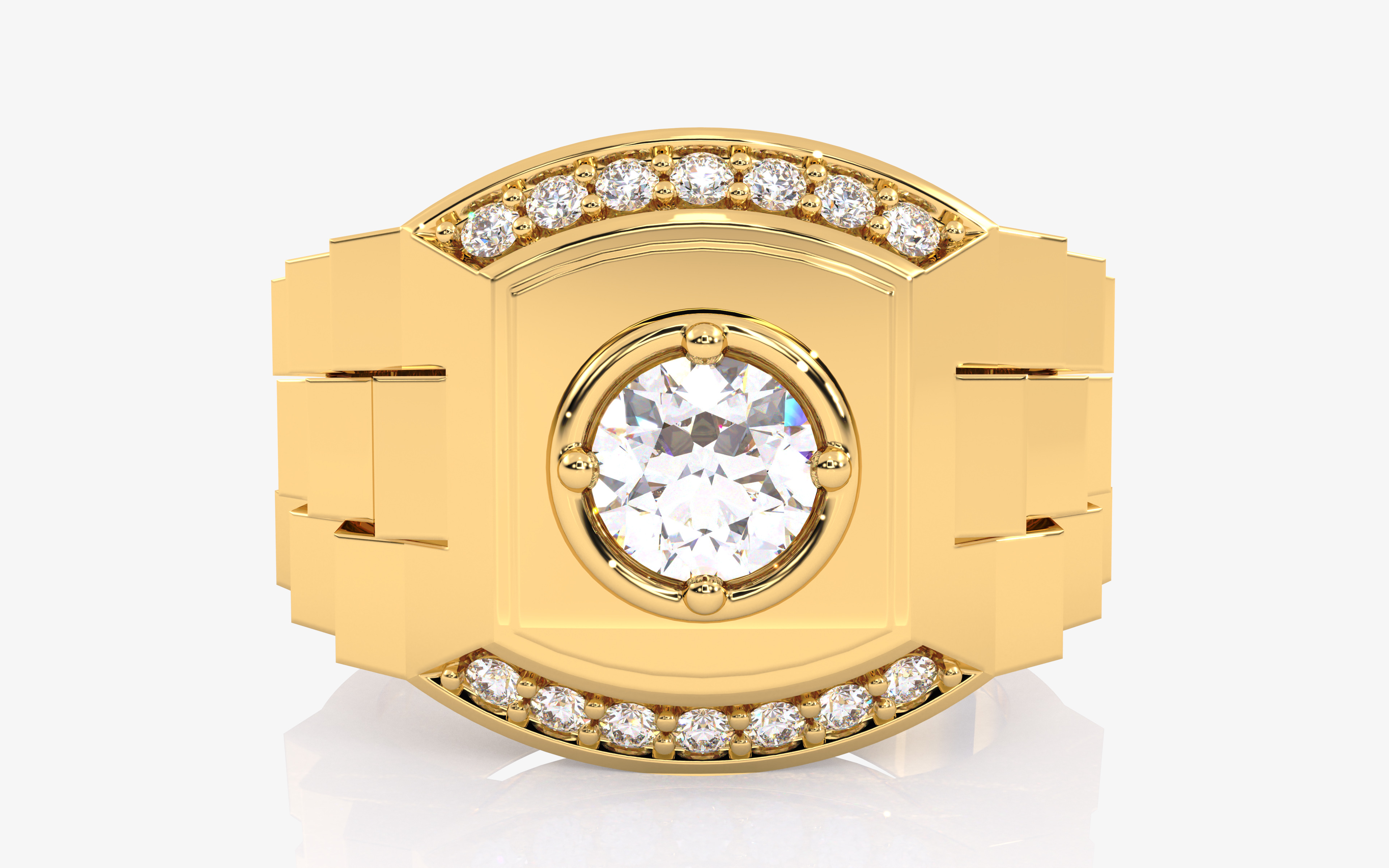 Mens Solitaire Ring 3dm stl renders details 3D print model_6