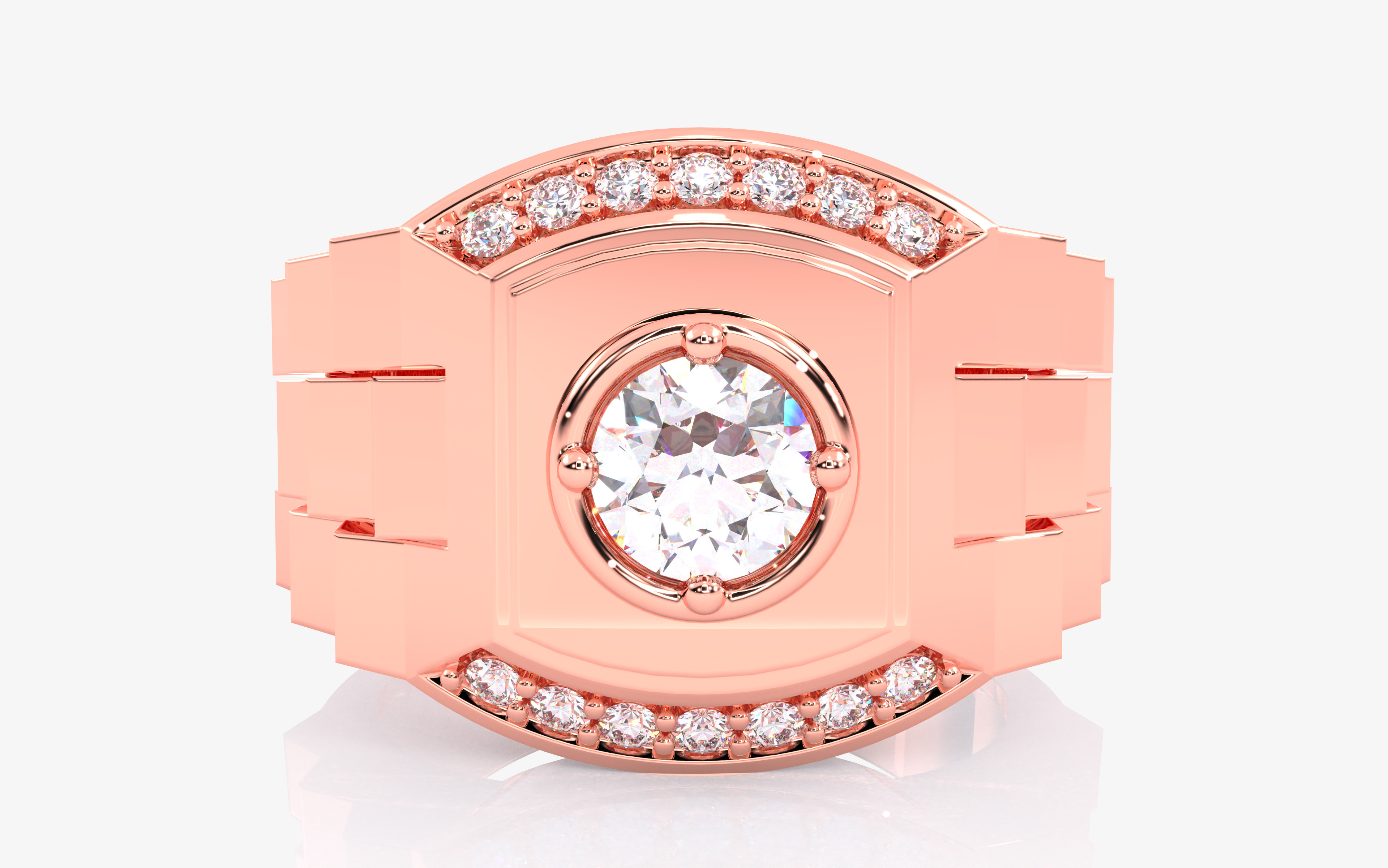 Mens Solitaire Ring 3dm stl renders details 3D print model_8